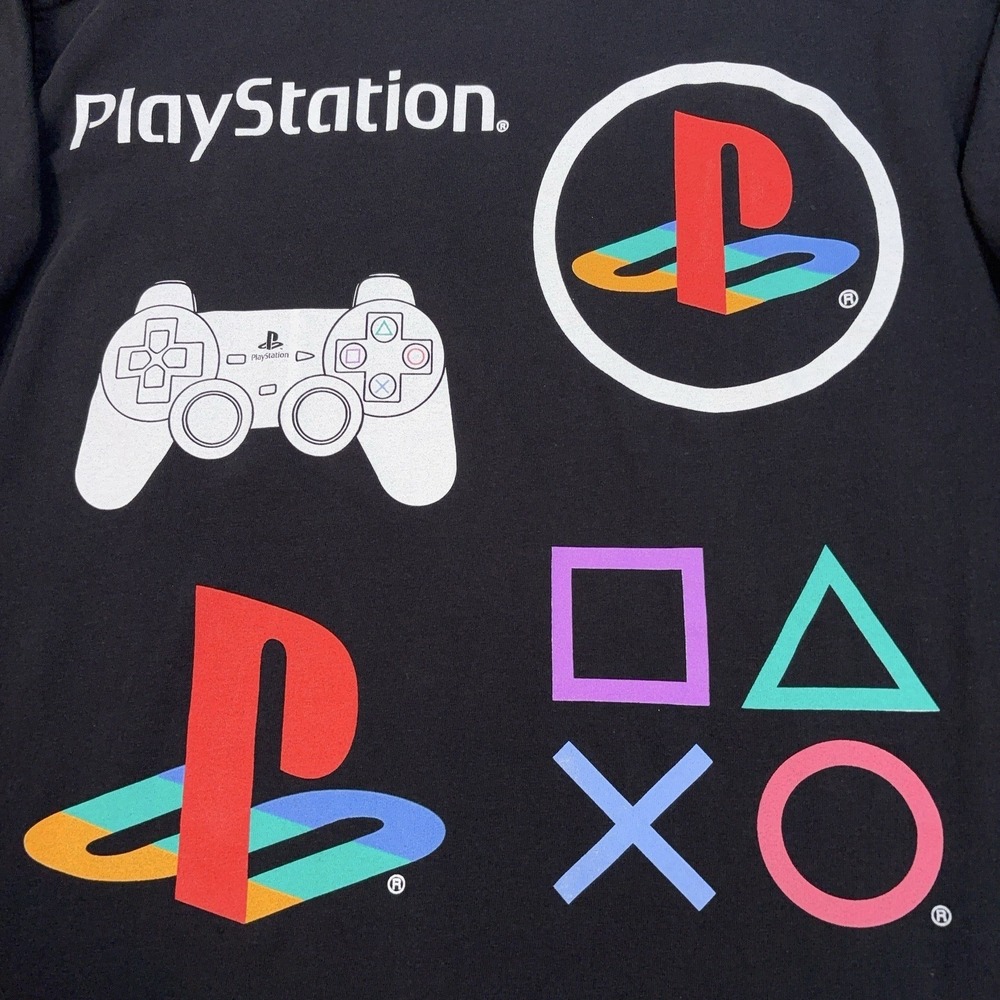 PlayStation Graphic T-Shirt M Black 100% Cotton Sony Video Game Y2K Spellout - Picture 13 of 16